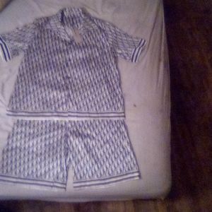 DIOR oblique Bermuda pattern button up and short set